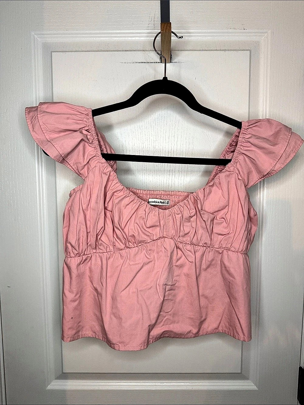 Abercrombie & Fitch Pink Ruffle Sleeve Blouse Size Medium